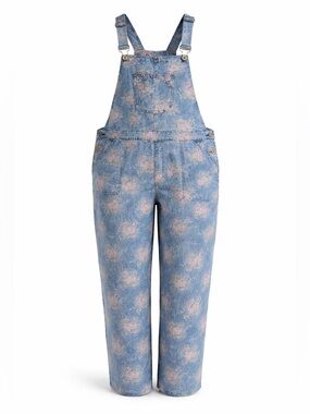 April Cornell Floral Denim Overalls XXL Cottagecore Vintage Style Prairiecore